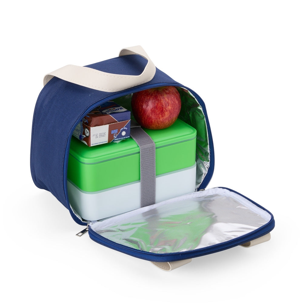 Bolsa térmica Fresh 5L azul e branca com alças reforçadas e bolso frontal - POC.case
