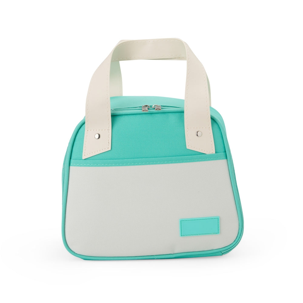 Bolsa térmica Fresh 5L azul e branca com alças reforçadas e bolso frontal - POC.case
