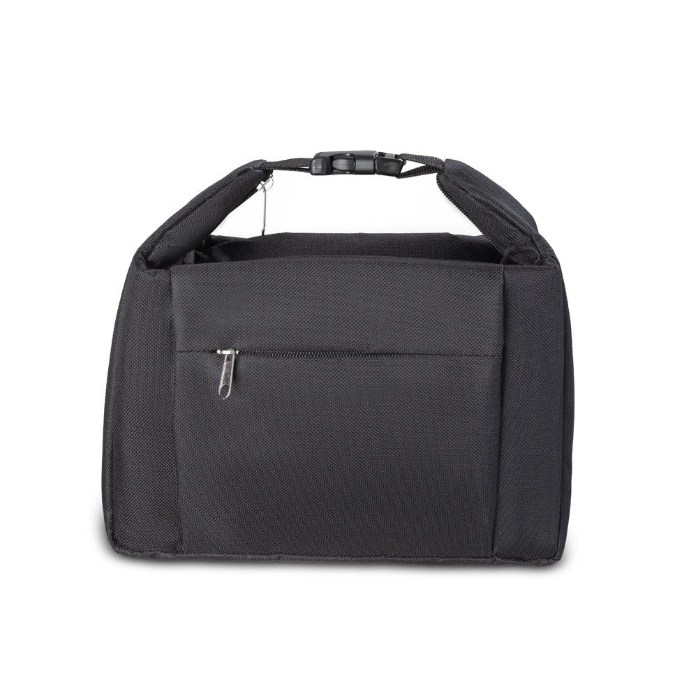 Bolsa térmica Box 6L preta com termômetro digital integrado e bolso frontal - POC.case
