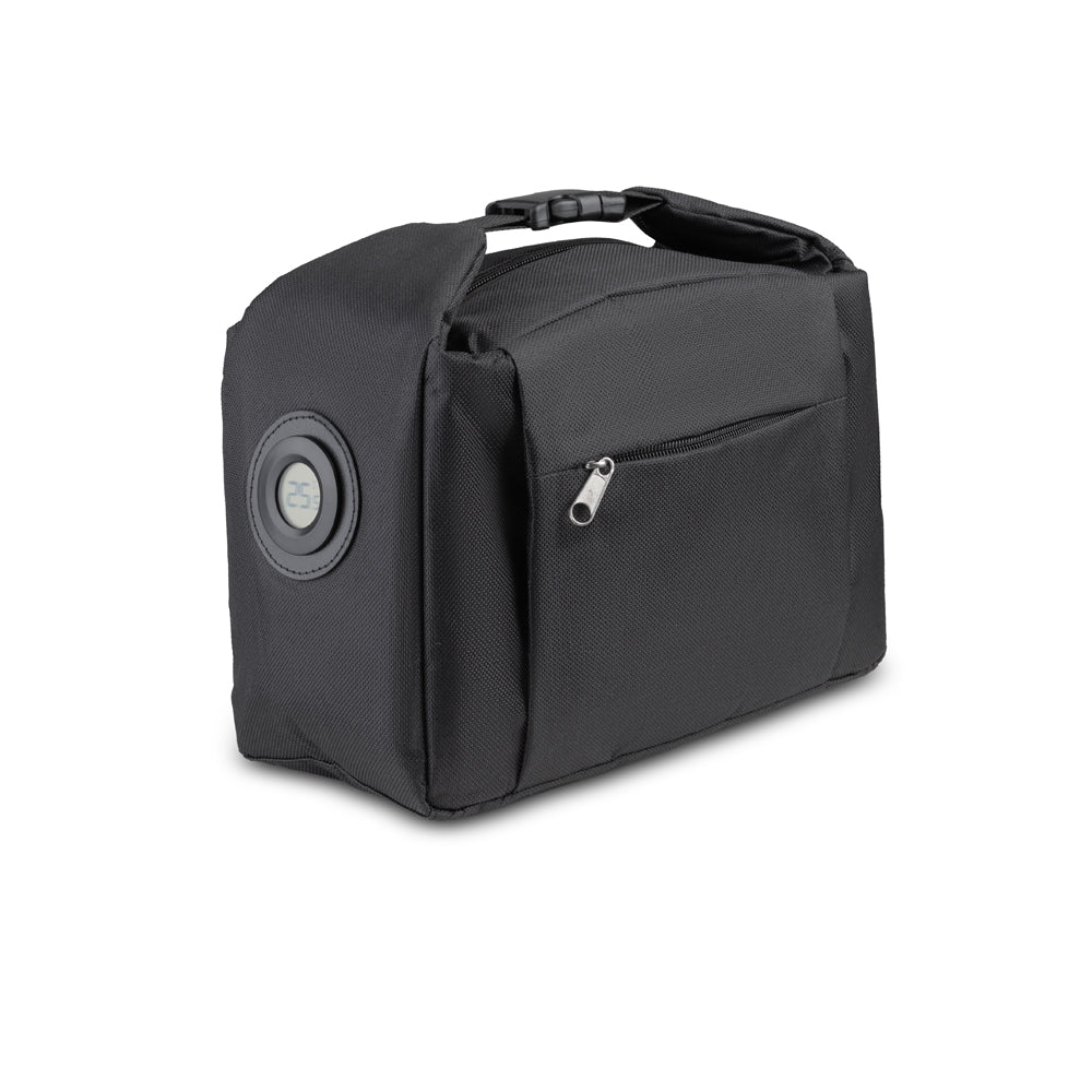 Bolsa térmica Box 6L preta com termômetro digital integrado e bolso frontal - POC.case
