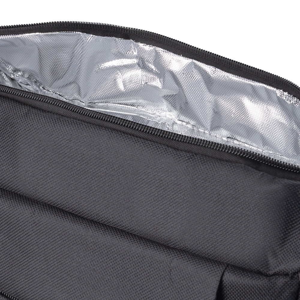 Bolsa térmica Box 6L preta com termômetro digital integrado e bolso frontal - POC.case
