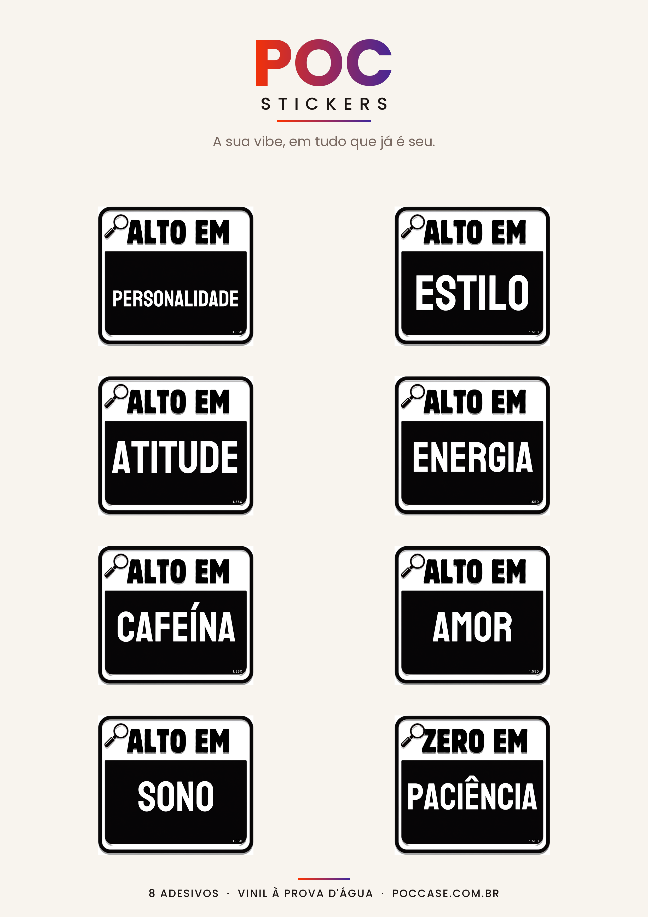Pack de Stickers POC — Vinil à Prova d'Água