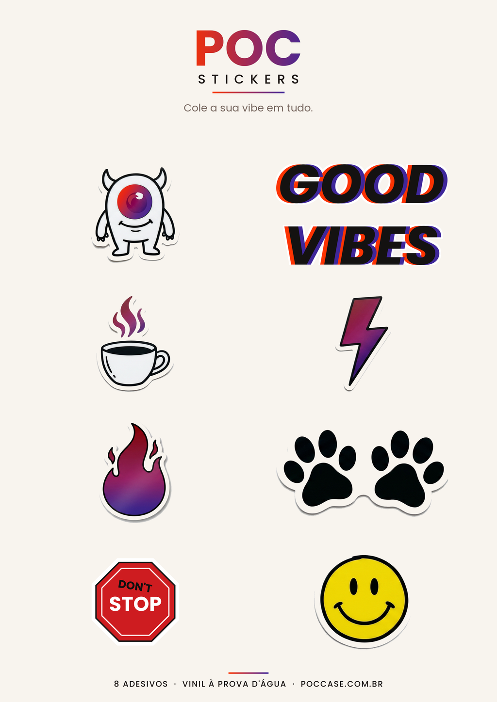 Pack de Stickers POC — Vinil à Prova d'Água